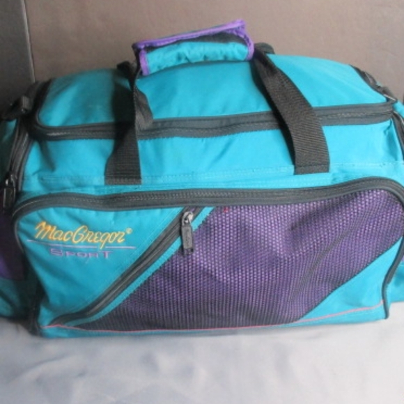 MacGregor Sport Duffle Bag Blue Purple Teal Travel Gym Bag VINTAGE - Picture 1 of 10